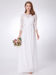 Elegant Tulle Gown Bridesmaid Dresses with Long Lace Sleeve Evening Dress