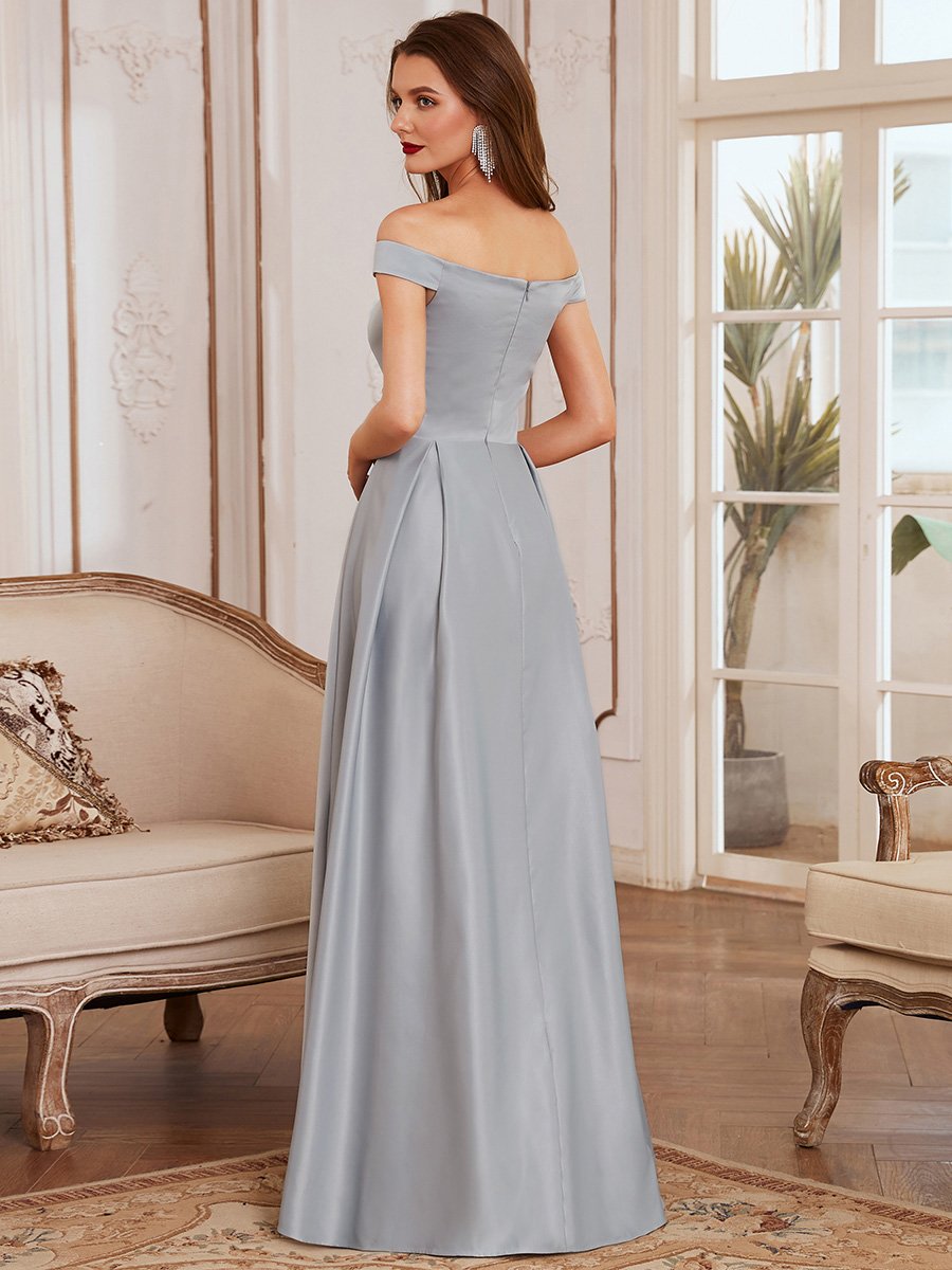 Elegant Ladies' V Neck Princess Dresses A-Line Off Shoulder Maxi Long Prom Dresses for Women