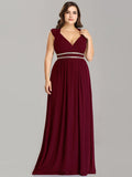 Plus Size V-Neck Empire Waist Chiffon Maxi Long Tulle Dresses Evening Gowns Floor Length