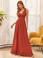 Double V-Neck Elegant Maxi Long Evening Dresses Sleeves Tulle Dress A-Line Party Dresses