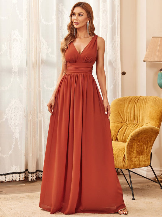 Double V-Neck Elegant Maxi Long Evening Dresses Sleeves Tulle Dress A-Line Party Dresses