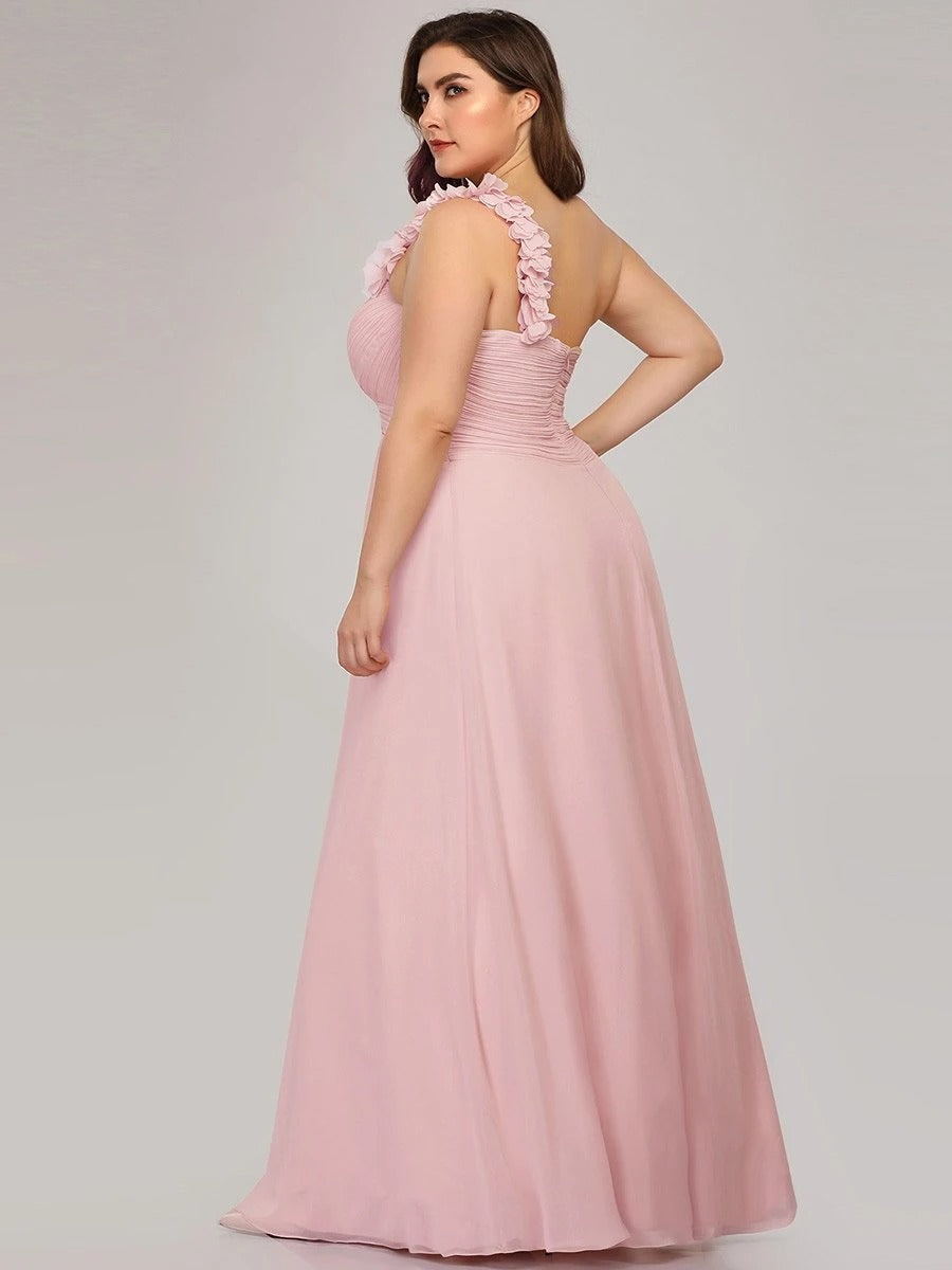 Ladies' Maxi Long One Shoulder Plus Size Chiffon Bridesmaid Dresses Elegant Party Dress Formal Wear