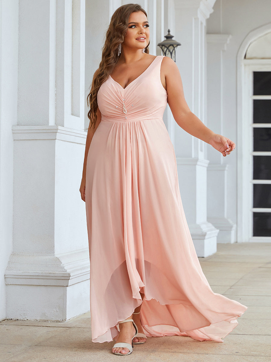 Long Pink Chiffon Evening Gowns Beaded Lace Bodice – loveangeldress