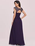 Women's Lacey Neckline Open Back Ruched Bust Evening Dresses
