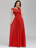 Women's Lacey Neckline Open Back Ruched Bust Evening Dresses