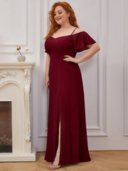 Women's Plain Solid Color Plus Size Gown Chiffon Bridesmaid Dress