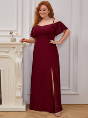 Women's Plain Solid Color Plus Size Gown Chiffon Bridesmaid Dress