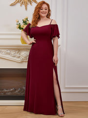 Women's Plain Solid Color Plus Size Gown Chiffon Bridesmaid Dress