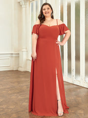 Women's Plain Solid Color Plus Size Gown Chiffon Bridesmaid Dress