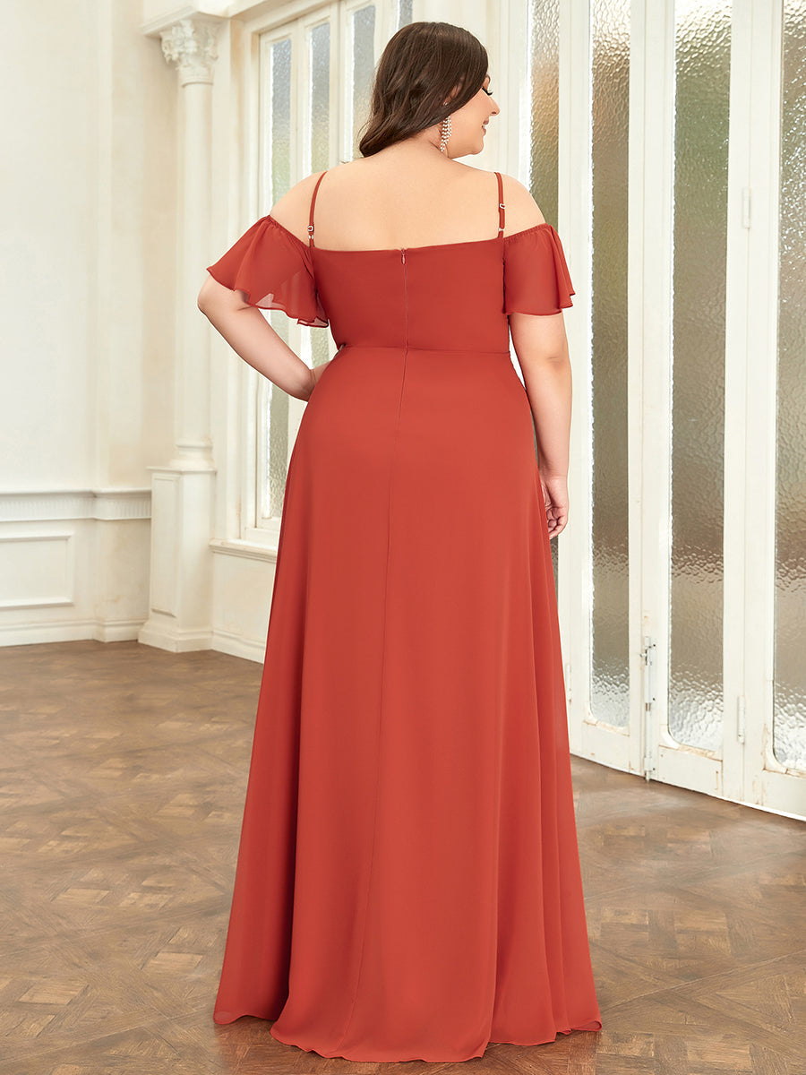 Women's Plain Solid Color Plus Size Gown Chiffon Bridesmaid Dress