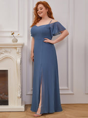 Women's Plain Solid Color Plus Size Gown Chiffon Bridesmaid Dress