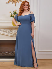 Women's Plain Solid Color Plus Size Gown Chiffon Bridesmaid Dress