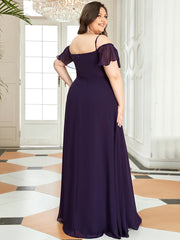 Women's Plain Solid Color Plus Size Gown Chiffon Bridesmaid Dress