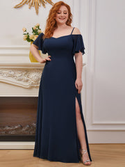 Women's Plain Solid Color Plus Size Gown Chiffon Bridesmaid Dress