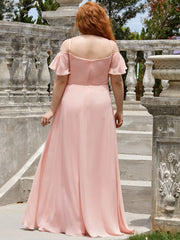 Women's Plain Solid Color Plus Size Gown Chiffon Bridesmaid Dress