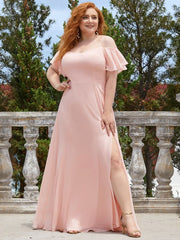 Women's Plain Solid Color Plus Size Gown Chiffon Bridesmaid Dress