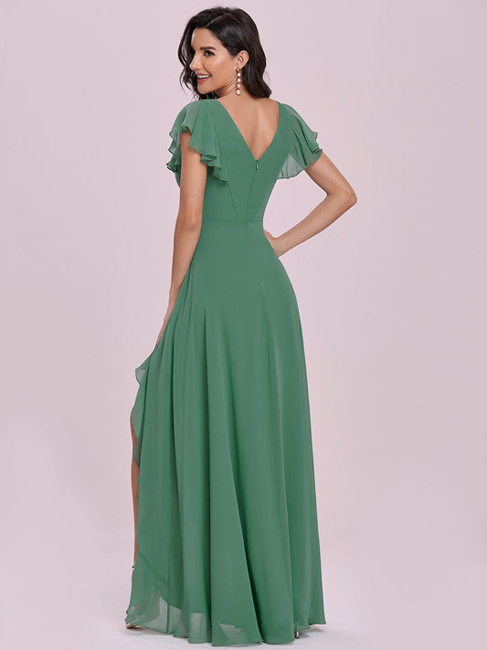 Sweet Gown Long V Neck Chiffon Bridesmaid Dress Party Dresses