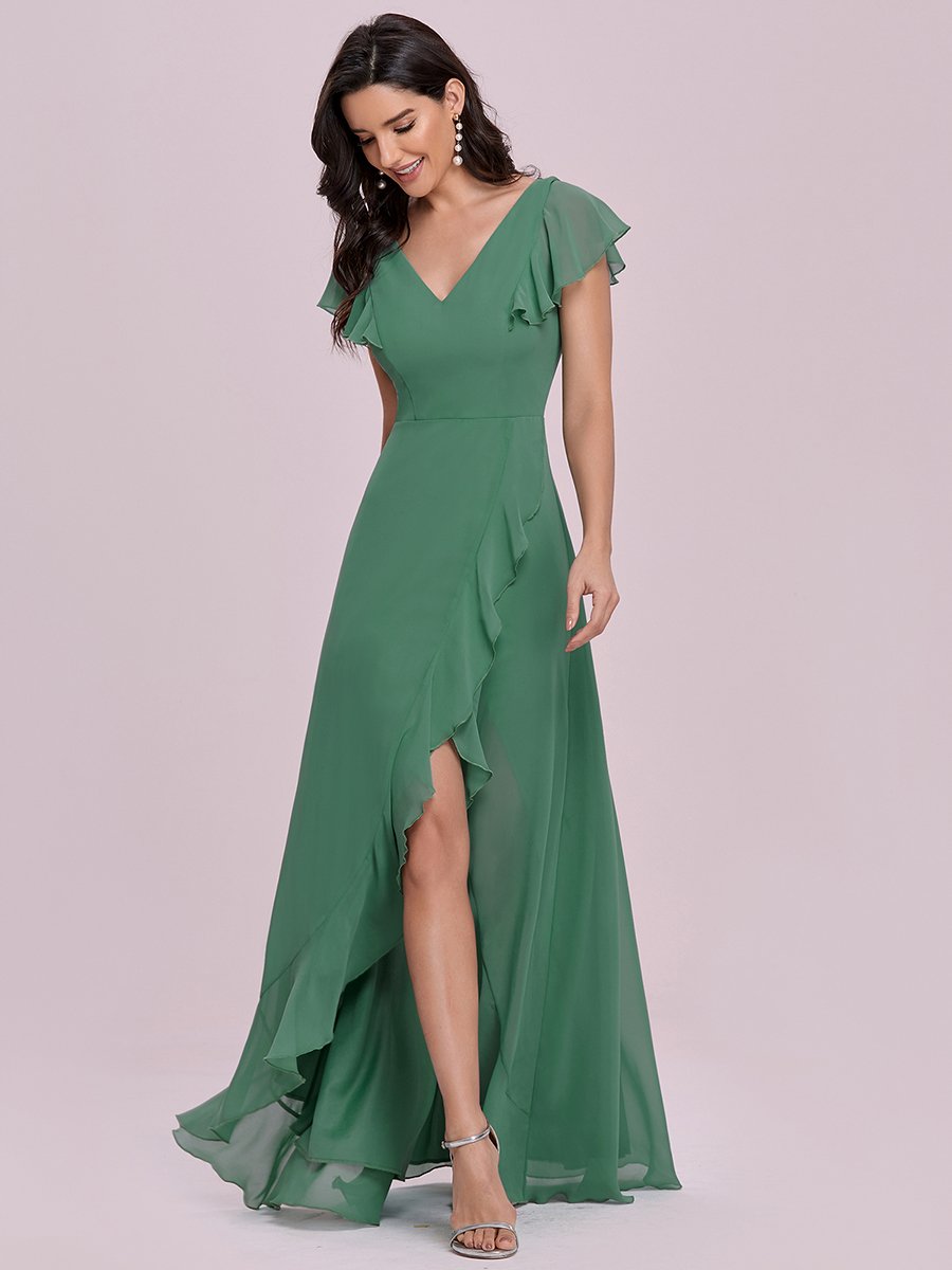 Sweet Gown Long V Neck Chiffon Bridesmaid Dress Party Dresses