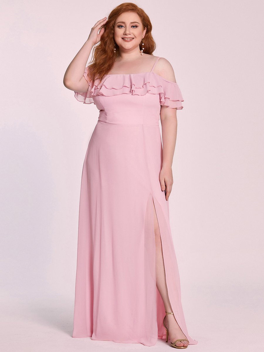 Plus Size Lovely Floor Length Ruffle Sleeves Gown Bridesmaid Dresses