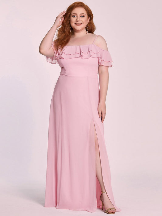Plus Size Lovely Floor Length Ruffle Sleeves Gown Bridesmaid Dresses