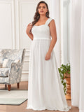 Elegant A Line Chiffon Floor Length Plus Size Bridesmaid Dress With Lace Bodice