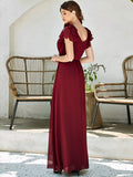 Women's Maxi Long Chiffon Ruffles Sleeves Evening Dresses Gorgeous Prom Dress Floor Length