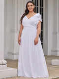 Women's Maxi Long Chiffon Ruffles Sleeves Evening Dresses Plus Sizes Gown Floor Length