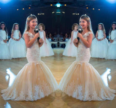 Girls' Off Shoulder Dresses Flower Girl Dress Mermaid Lace Tutu Gown Children's Princess Dress