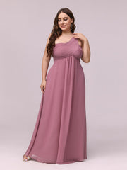 Plus Sizes One Shoulder Chiffon Ruffles Long Evening Dresses Floor Length Tulle Dresses Multi Colors