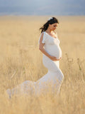 One Shoulder Cotton Maternity Photoshoot Gown Mermaid Dresses