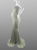 One Shoulder Cotton Maternity Photoshoot Gown Mermaid Dresses