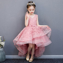 Flower Girl Dresses for Wedding Pageant Sleeveless Birthday Dress Floral Embroidered Embellished Evening Dress