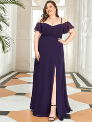 Women's Plain Solid Color Plus Size Gown Chiffon Bridesmaid Dress