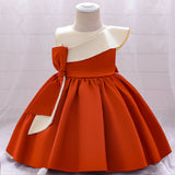 Cute Toddler's Princess Dress with Bow Mixed Color Puffy Gown 1-6 years old