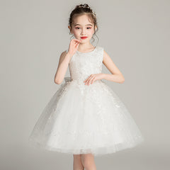 Lovely Princess Dresses with Bow Short Tulle Dress Embroidery Sheer Puffy A Line Gown