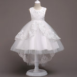 Girls' Luxurious High Low Dress with Lace Embroidery Trimming Multi Colors Tulle Gown