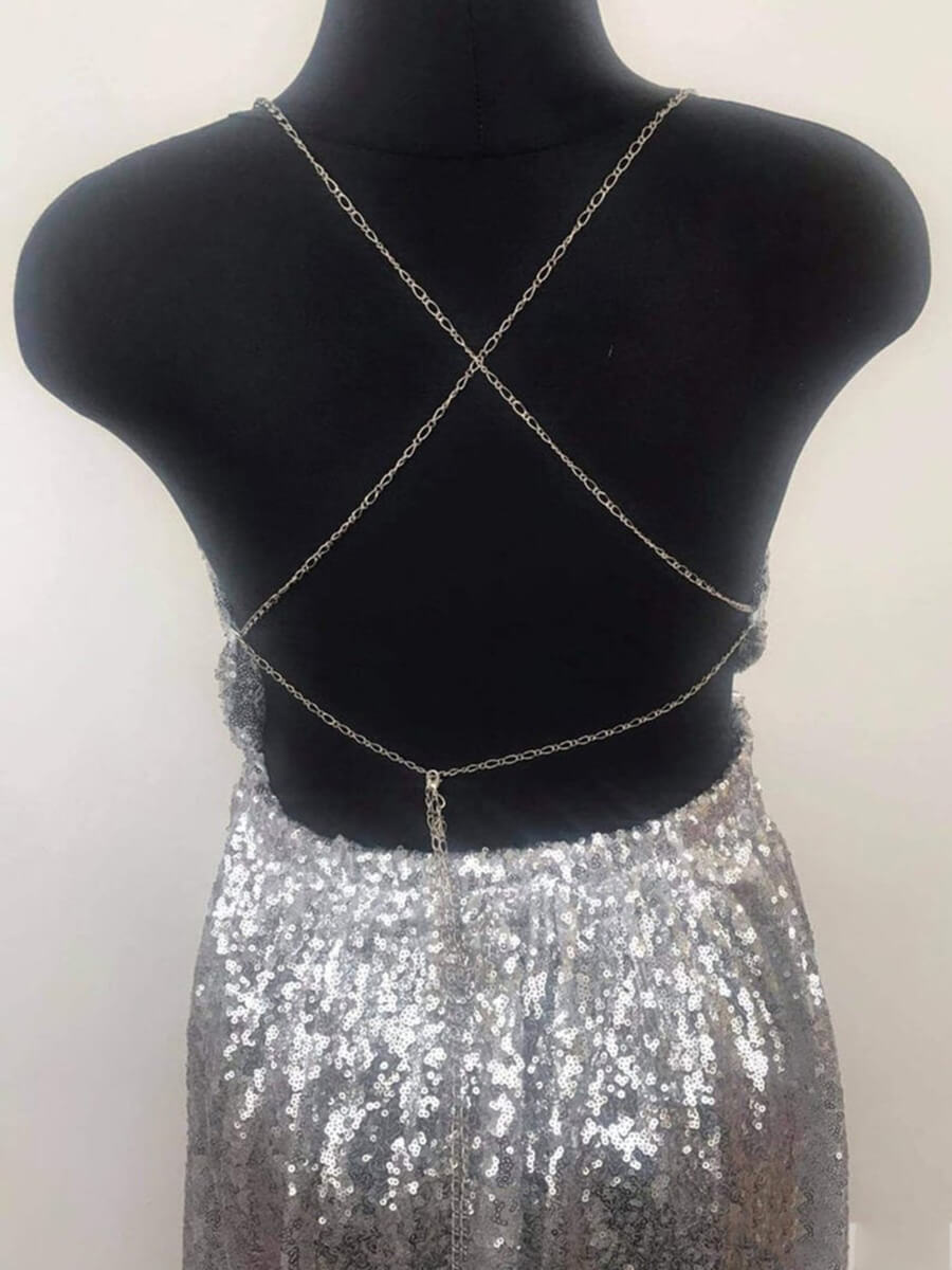 Sexy Metallic Thin Straps Maternity Evening Dress Photoshoot Gown