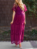 Elegant Short Sleeves V-Necked Mesh Maternity Picture Dress