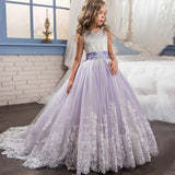 Flower Girls Dress for Wedding Kid Lace Tulle Dance Communion Dress Pageant Sleeveless princess dress